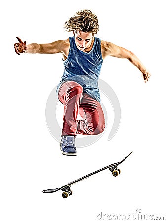 Skateboarder young teenager man isolated Stock Photo