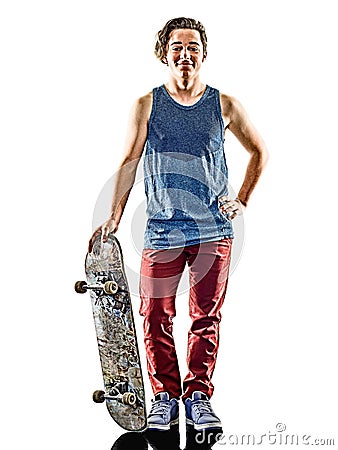 Skateboarder young teenager man isolated Stock Photo