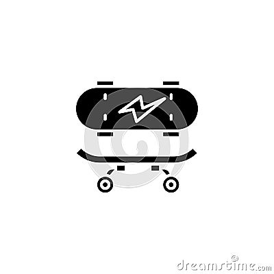 Skateboarding black icon concept. Skateboarding flat vector symbol, sign, illustration. Vector Illustration