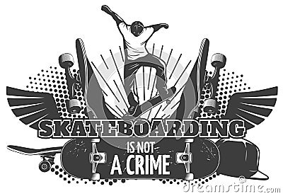 Skateboarding Black Poster Vector Illustration