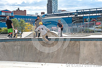 Skateboarding in a bowl in New York City Editorial Stock Photo