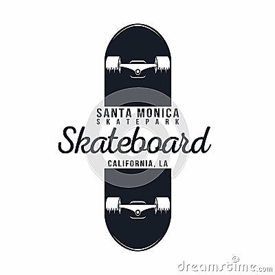 Skateboarding t shirt graphic. Urban skating. Santa Monica, California skatepark. Vintage tee graphic Vector Illustration