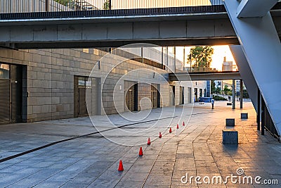 Skateboarding training place in Olympic stadium NFC in Kiev Editorial Stock Photo