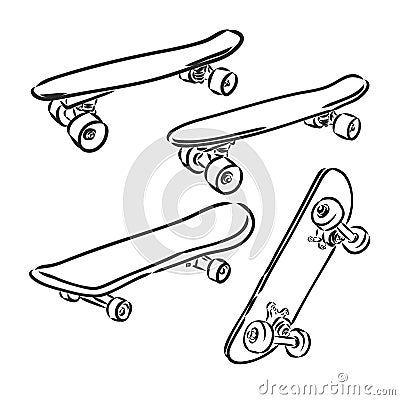 Skateboarding vector illustration. Hand sketched skateboards skateboard vector Vector Illustration