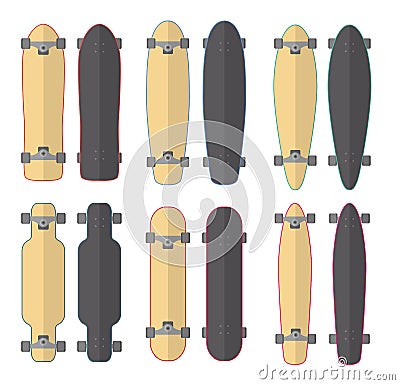 Skateboards and Longboards Vector Illustration