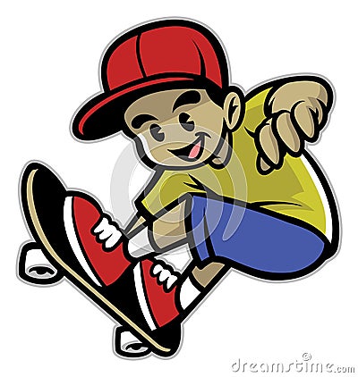Skater boy playing skateboard Vector Illustration
