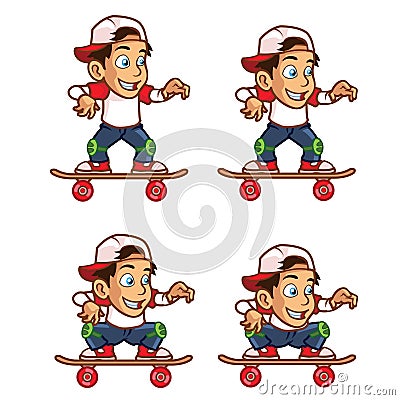 Skater BoyLowering His Body Cartoon Sprite Stock Photo