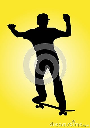 Skater in a yellow background Vector Illustration