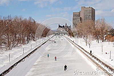 Skating on the Rideau Canal Editorial Stock Photo