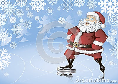 Skating Santa Vector Illustration