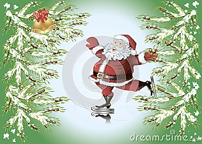 Skating Santa Claus Vector Illustration