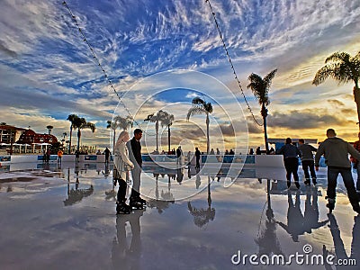 Skating by the Sea at the Hotel Del Coronado Editorial Stock Photo