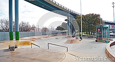 Skating and skate rink in Barcelona Editorial Stock Photo