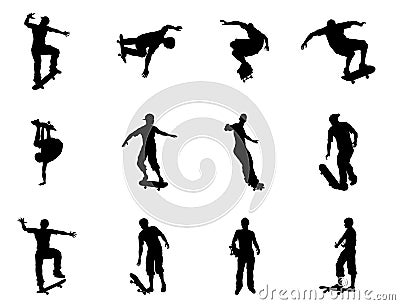 Skating skateboarder silhouettes Vector Illustration