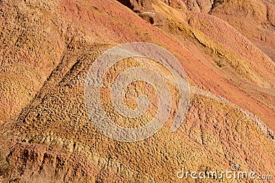 Colored earths in Skazka canyon. Tosor village. Issyk-Kul region. Kyrgyzstan Stock Photo