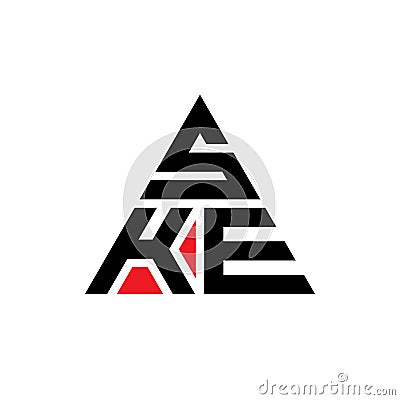 SKE triangle letter logo design with triangle shape. SKE triangle logo design monogram. SKE triangle vector logo template with red Vector Illustration