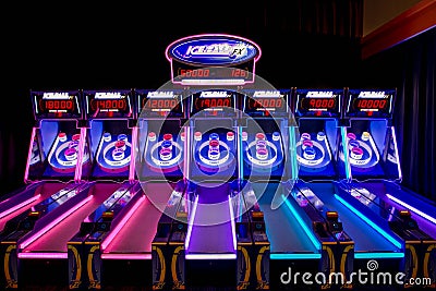 Skee Ball Machines With Neon Lights Editorial Stock Image - Image: 45629499