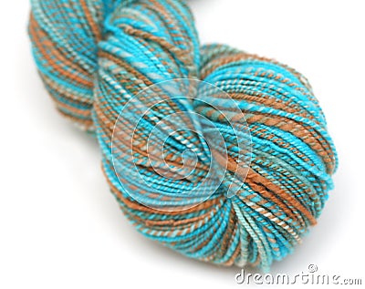 Skein of blue and brown yarn Stock Photo