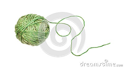 skein of greenish yellow yarn with unwound tail Stock Photo