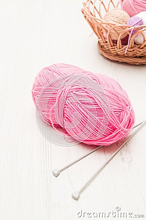 A skein of pink knitting threads Stock Photo