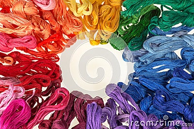 Skeins of colored threads for embroidery - muline Stock Photo