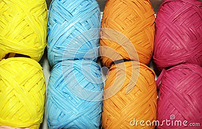 Skeins of colored yarn Stock Photo