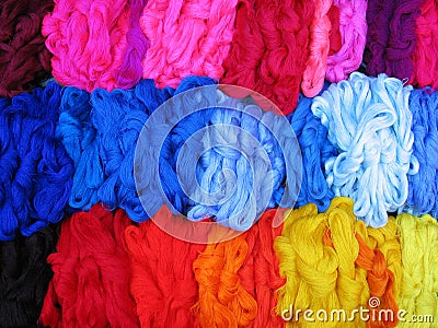 Skeins of colourful threads Stock Photo