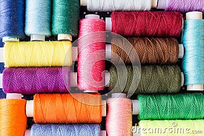 Skeins of multicolored threads for needlework Stock Photo