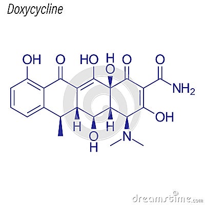 Vector Skeletal formula of Doxycycline. Drug chemical molecule Stock Photo