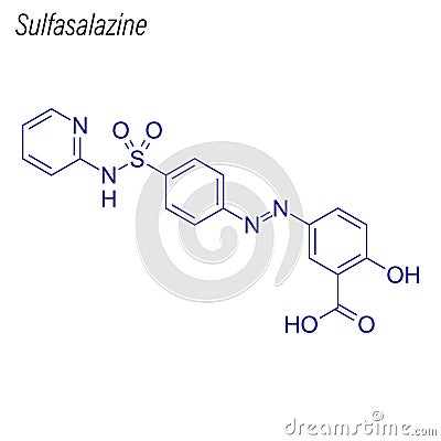 Vector Skeletal formula of Sulfasalazine. Drug chemical molecule Stock Photo