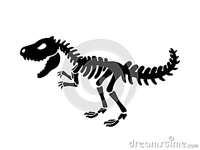 Dinosaur Tyrannosaurus skeleton. illustration. Cartoon Illustration