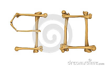 Skeleton alphabet number 9 and 0 Stock Photo