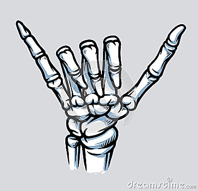 Skeleton chill hand sign illustration Vector Illustration