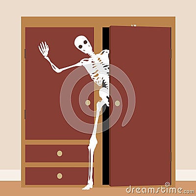 Skeleton in the closet Vector Illustration