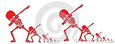 Skeleton dab,Skeleton dabbing, a group of Skeletons doing dab or group of skeleton dancing Vector Illustration