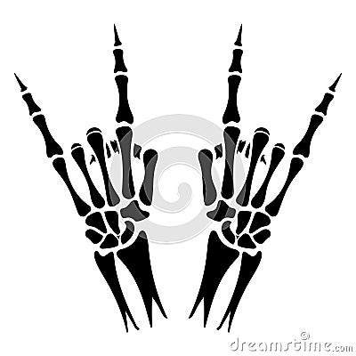 Skeleton hands heavy metal sign Vector Illustration