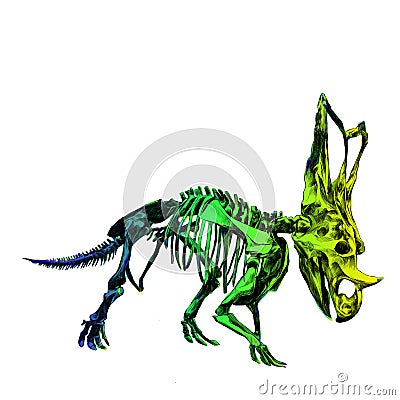 Skeleton inosaur Triceratop Vector Illustration