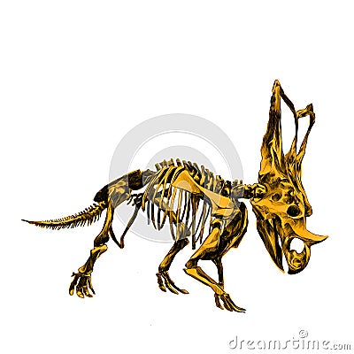 Skeleton inosaur Triceratop Vector Illustration