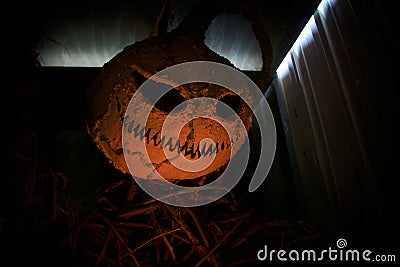 Skeleton Jack Looms Large in Orange Lantern Light Stock Photo