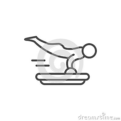 Skeleton line outline icon or luge sport Vector Illustration