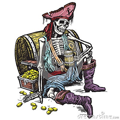 Skeleton pirate Vector Illustration