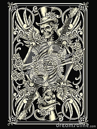 Skeleton Playing Card Vector Illustration