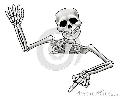 Skeleton Pointing and Waving Vector Illustration