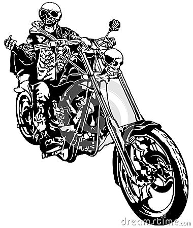 Skeleton Rider On Chopper Vector Illustration