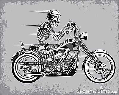 Skeleton Riding Motorcycle Vector Illustration Vector Illustration