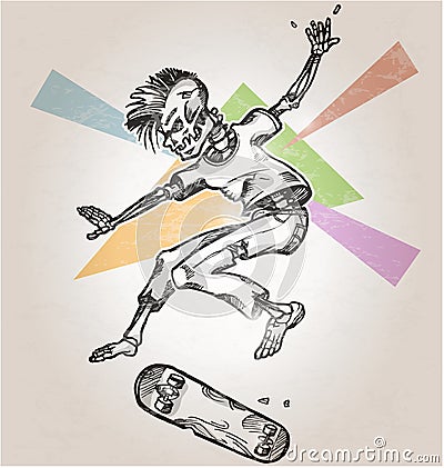 Skeleton skater Vector Illustration