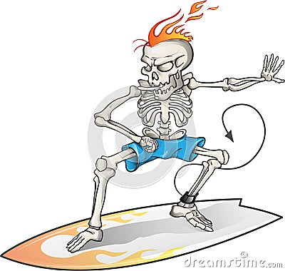 Skeleton surfer Vector Illustration