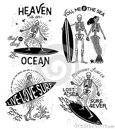 Skeleton Surfer vector art. Vector Illustration