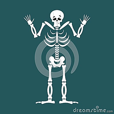 Skeleton Surprised Emoji. Skull astonished emotion isolated. Hum Vector Illustration