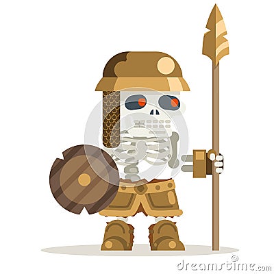 Skeleton undead guardian ancient dead resurrected warrior fantasy medieval action RPG game character layered animation Vector Illustration